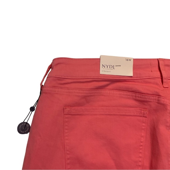 NYDJ Marilyn Straight Ankle Pink Jeans 16W Plus Size Coral Salmon Denim Crop - Picture 7 of 10